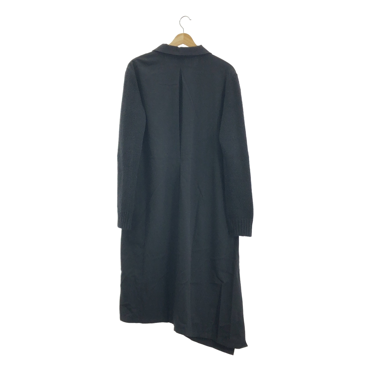 Y's / ワイズヨウジヤマモト ウール 異素材 切替 フライフロント ニットスリーブ コート