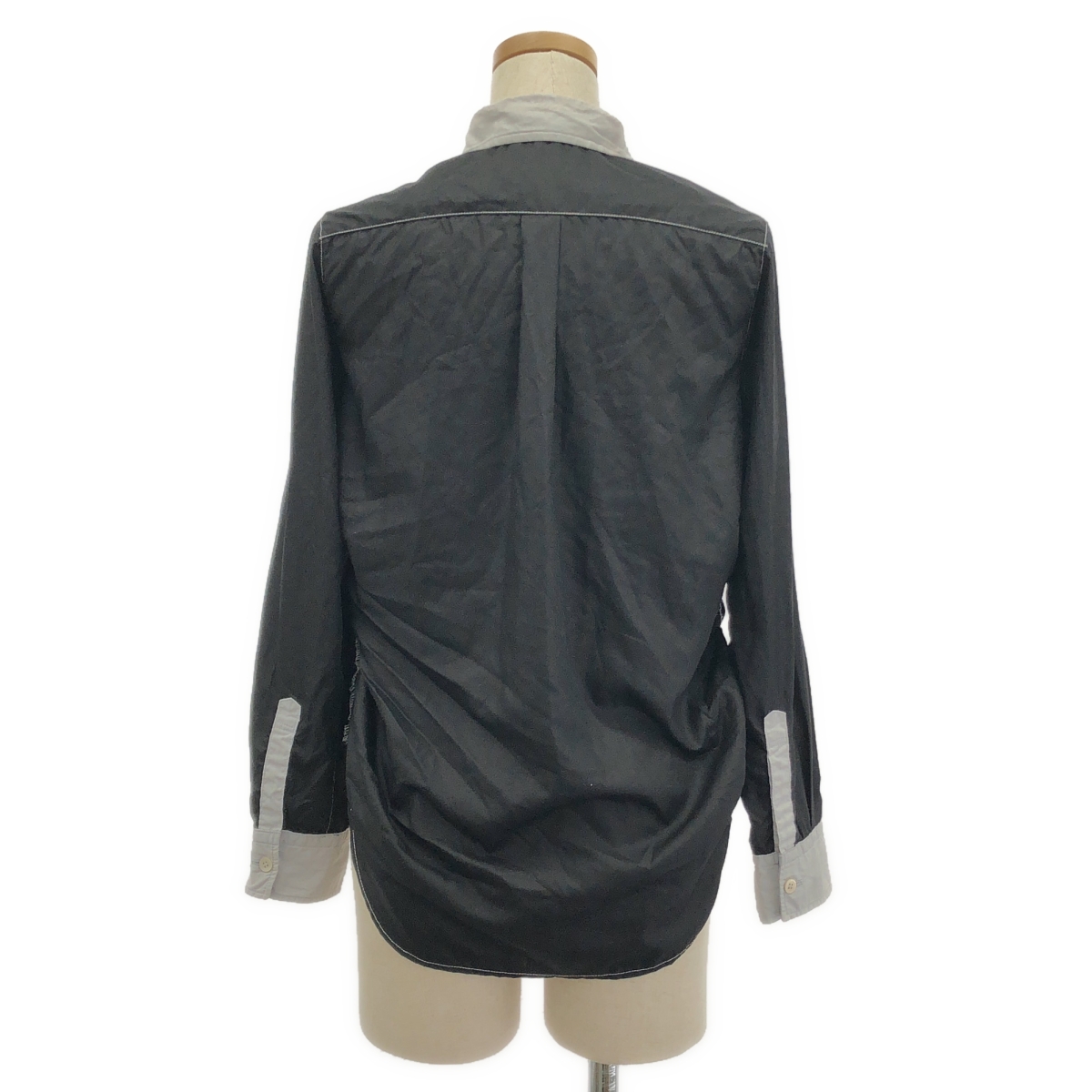 tricot COMME des GARCONS / トリココムデギャルソン ポリエステル 製品染め バイカラー 変形 フリル装飾 シャツ ブラウス