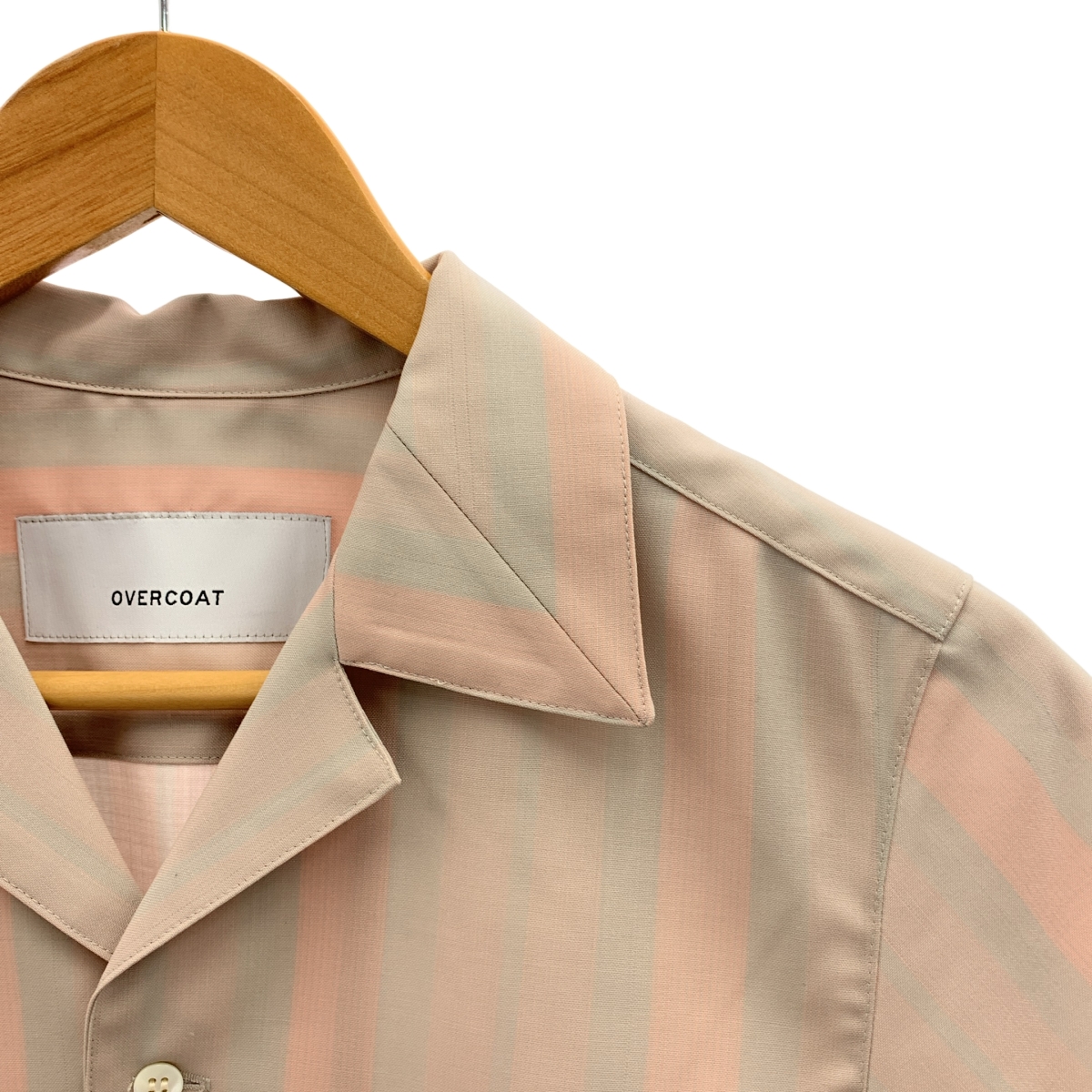 OVERCOAT / オーバーコート ウール ストライプ オープンカラーシャツ