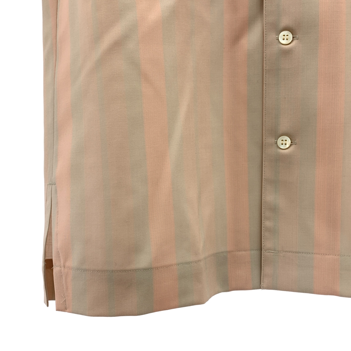 OVERCOAT / オーバーコート ウール ストライプ オープンカラーシャツ