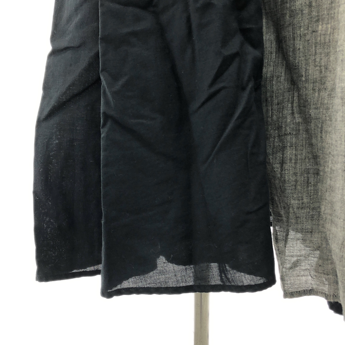 Gauze# / ガーゼ コットン リネン バイカラー ギャザー ボリューム ドレス ワンピース