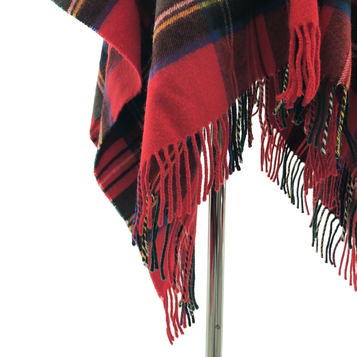 COMME des GARCONS SHIRT / コムデギャルソンシャツ LOCHCARRON / ウール フリンジ チェック ポンチョケープ