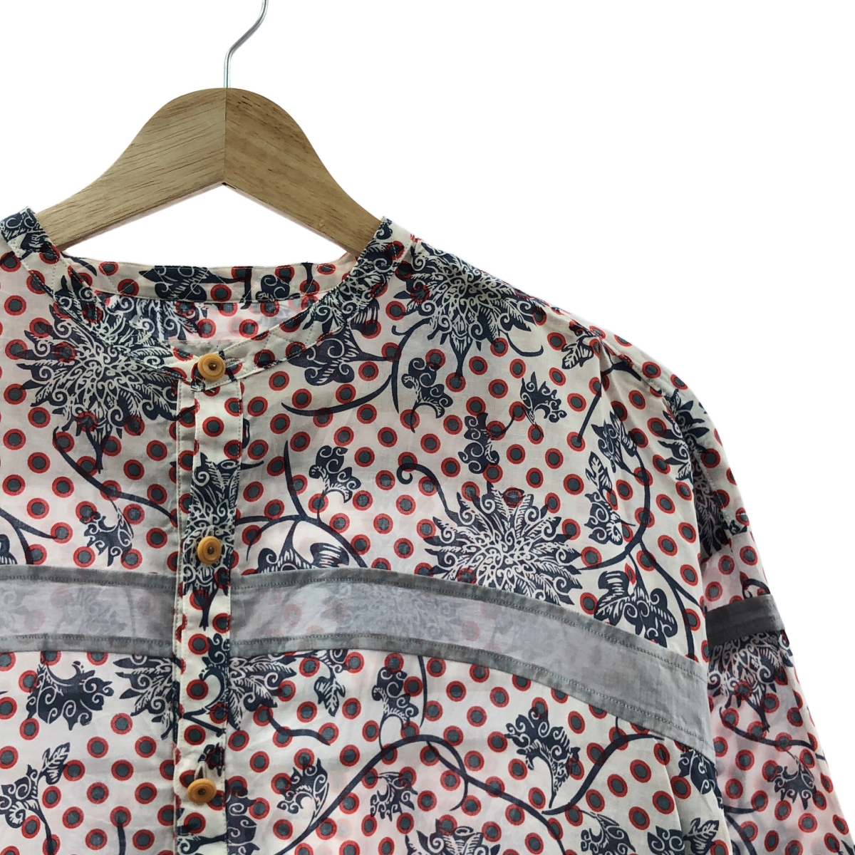 kolor / カラー テンセルローンプリント バンドカラーシャツ