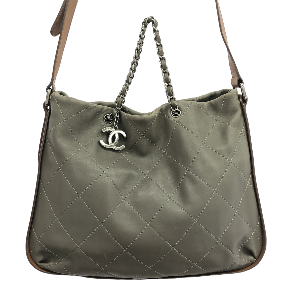 CHANEL / シャネル 2way ショルダー付き レザー ココマーク チャーム キルティング チェーンハンドル トートバッグ