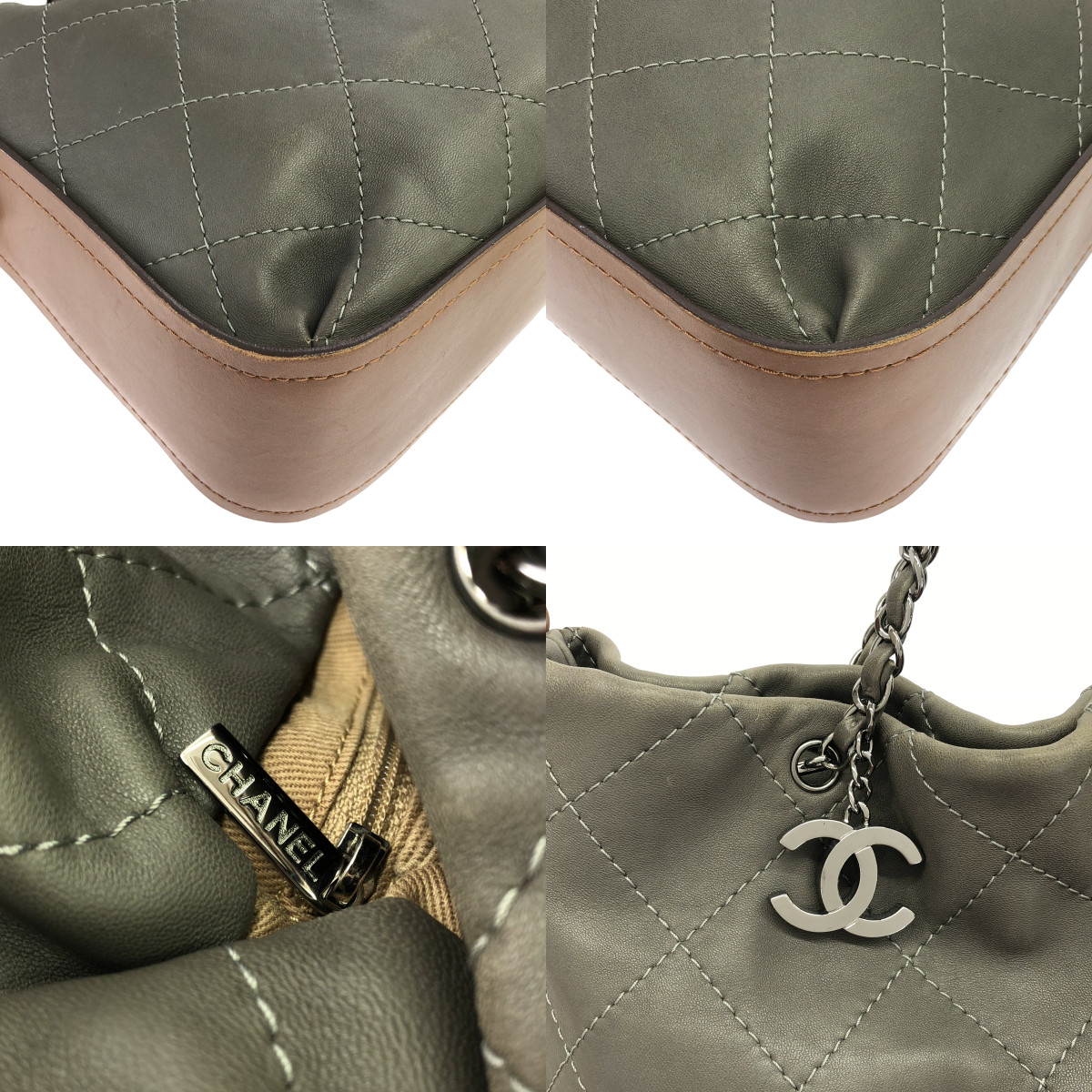 CHANEL / シャネル 2way ショルダー付き レザー ココマーク チャーム キルティング チェーンハンドル トートバッグ
