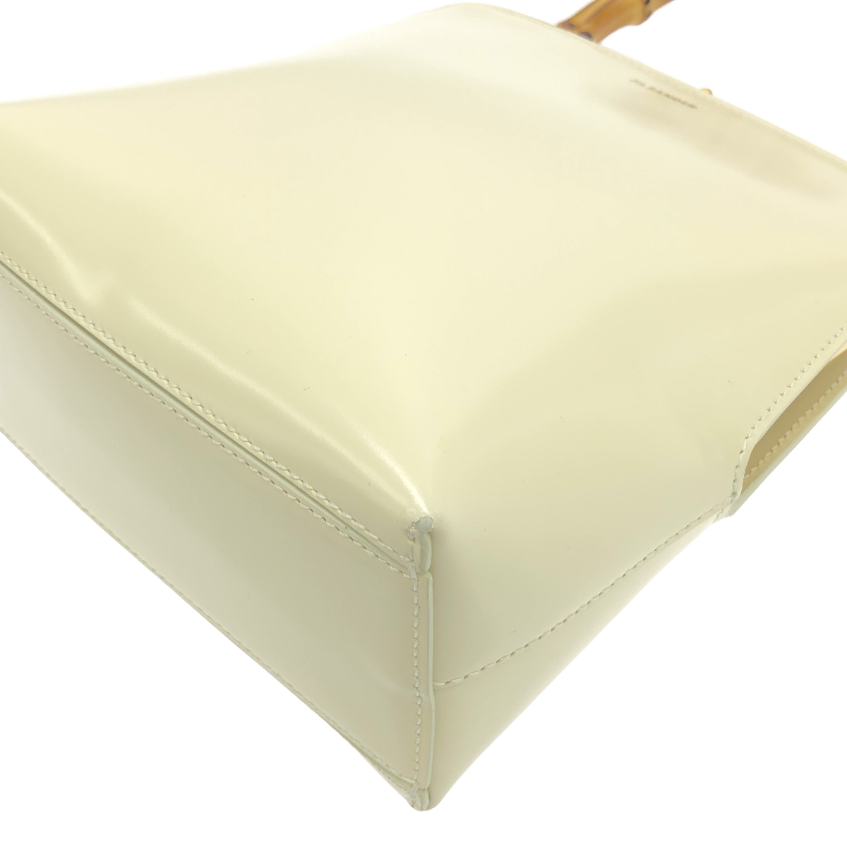 JIL SANDER / ジルサンダー Goji Bamboo Square / レザー ロゴ がま口 バンブー ハンドル バッグ