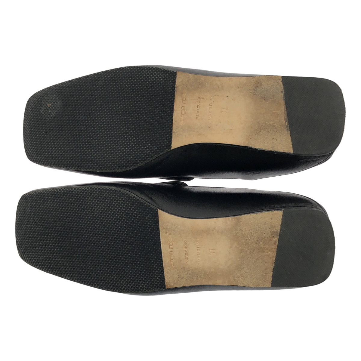 sergio rossi / セルジオロッシ sr1 Slipper / レザー ロゴプレート スクエアトゥ ローファー