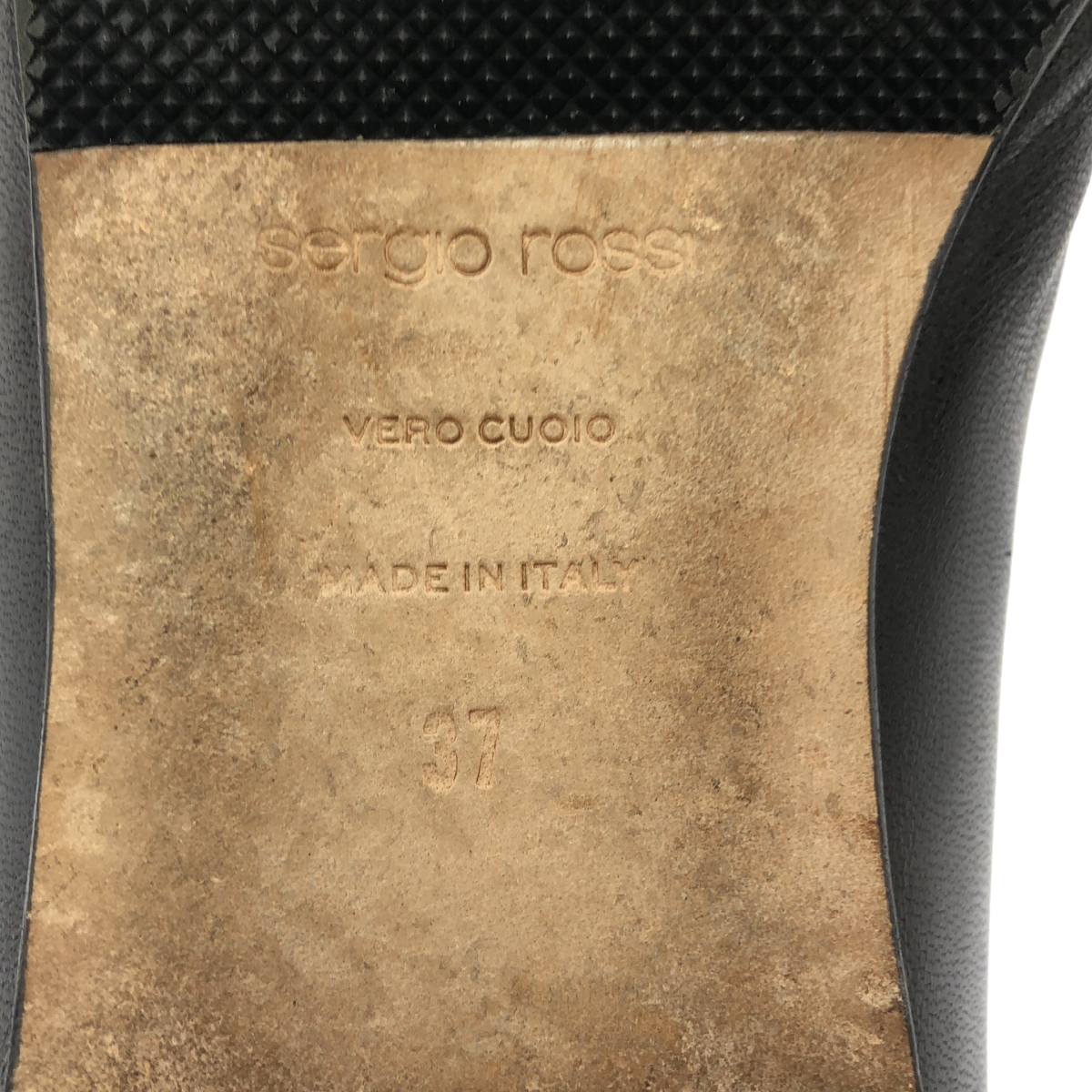 sergio rossi / セルジオロッシ sr1 Slipper / レザー ロゴプレート スクエアトゥ ローファー