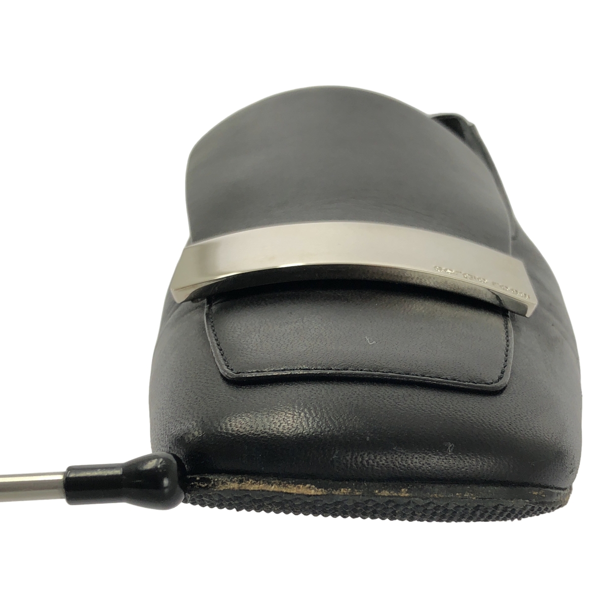 sergio rossi / セルジオロッシ sr1 Slipper / レザー ロゴプレート スクエアトゥ ローファー