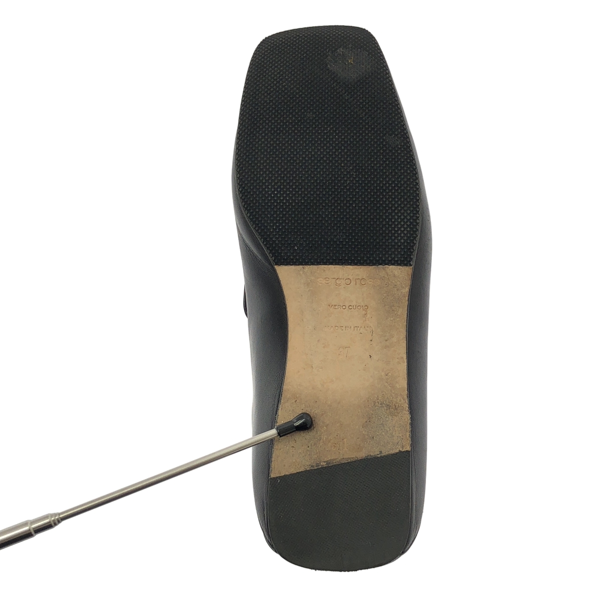 sergio rossi / セルジオロッシ sr1 Slipper / レザー ロゴプレート スクエアトゥ ローファー