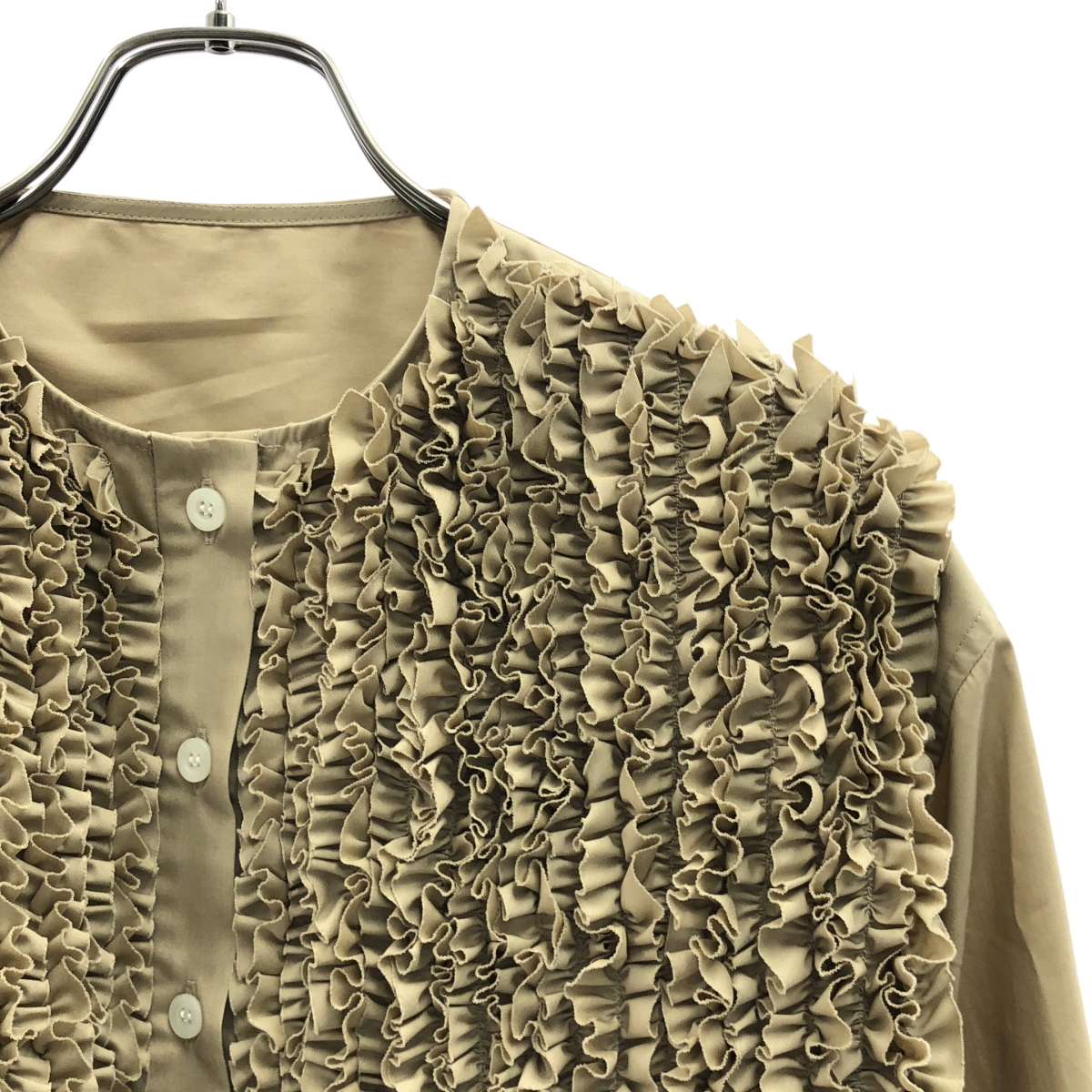 その他 kale frill shirt / ケールフリル ノーカラー シャツ ブラウス