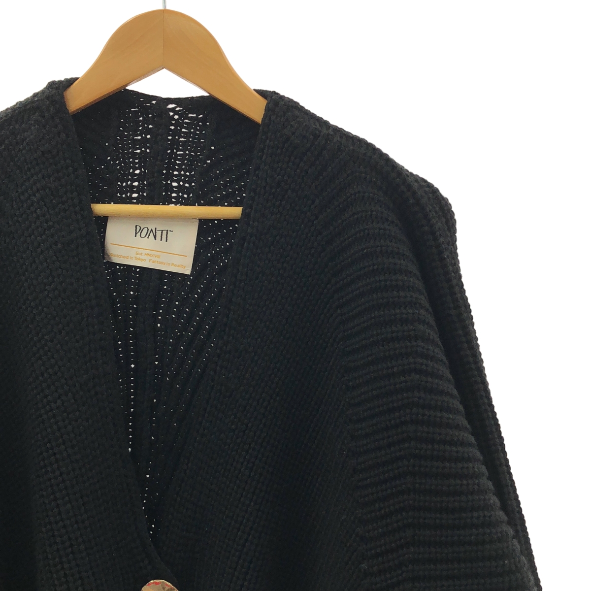 PONTI / ポンティ ウール メタルボタン クロシェ ニット カーディガン
