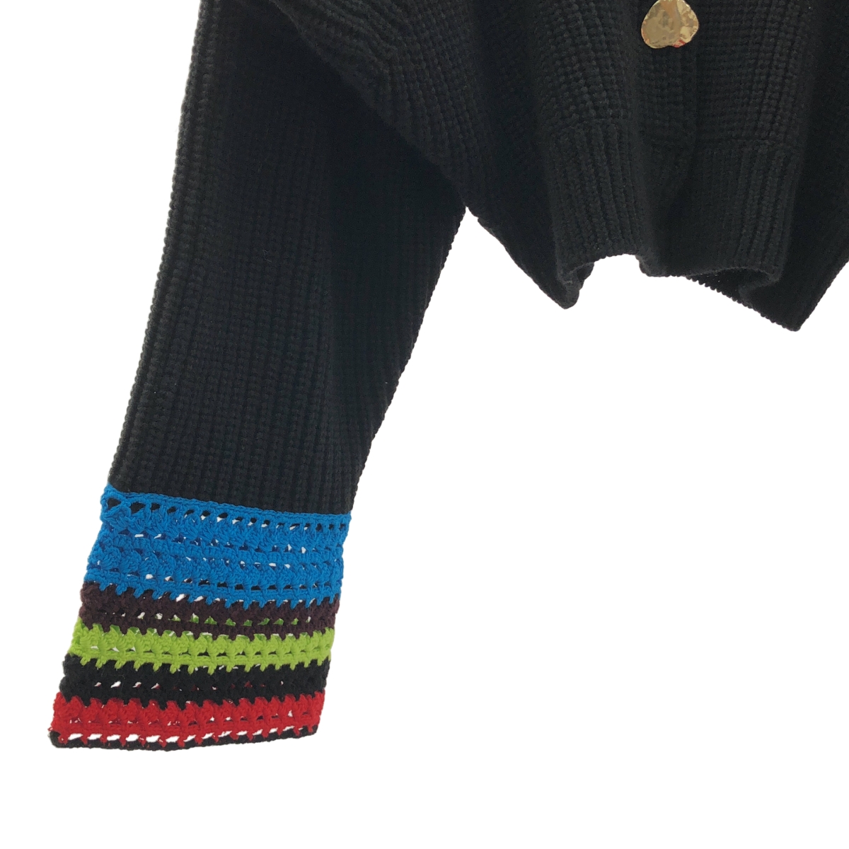 PONTI / ポンティ ウール メタルボタン クロシェ ニット カーディガン