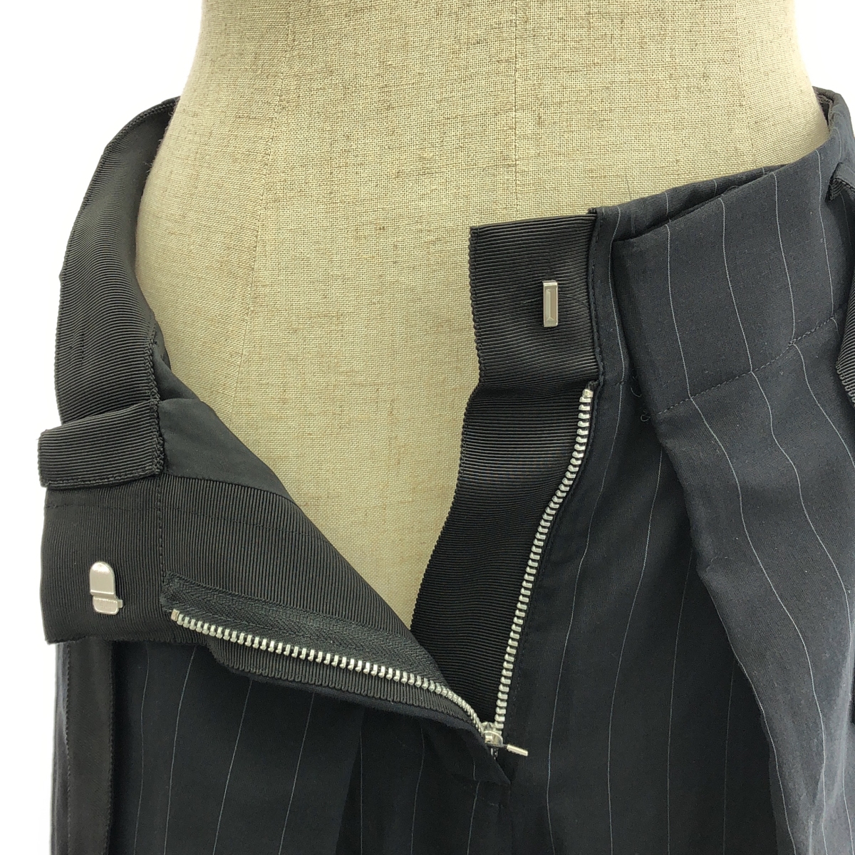 sacai / サカイ ストライプ サイドライン シースルーワイドロングパンツ