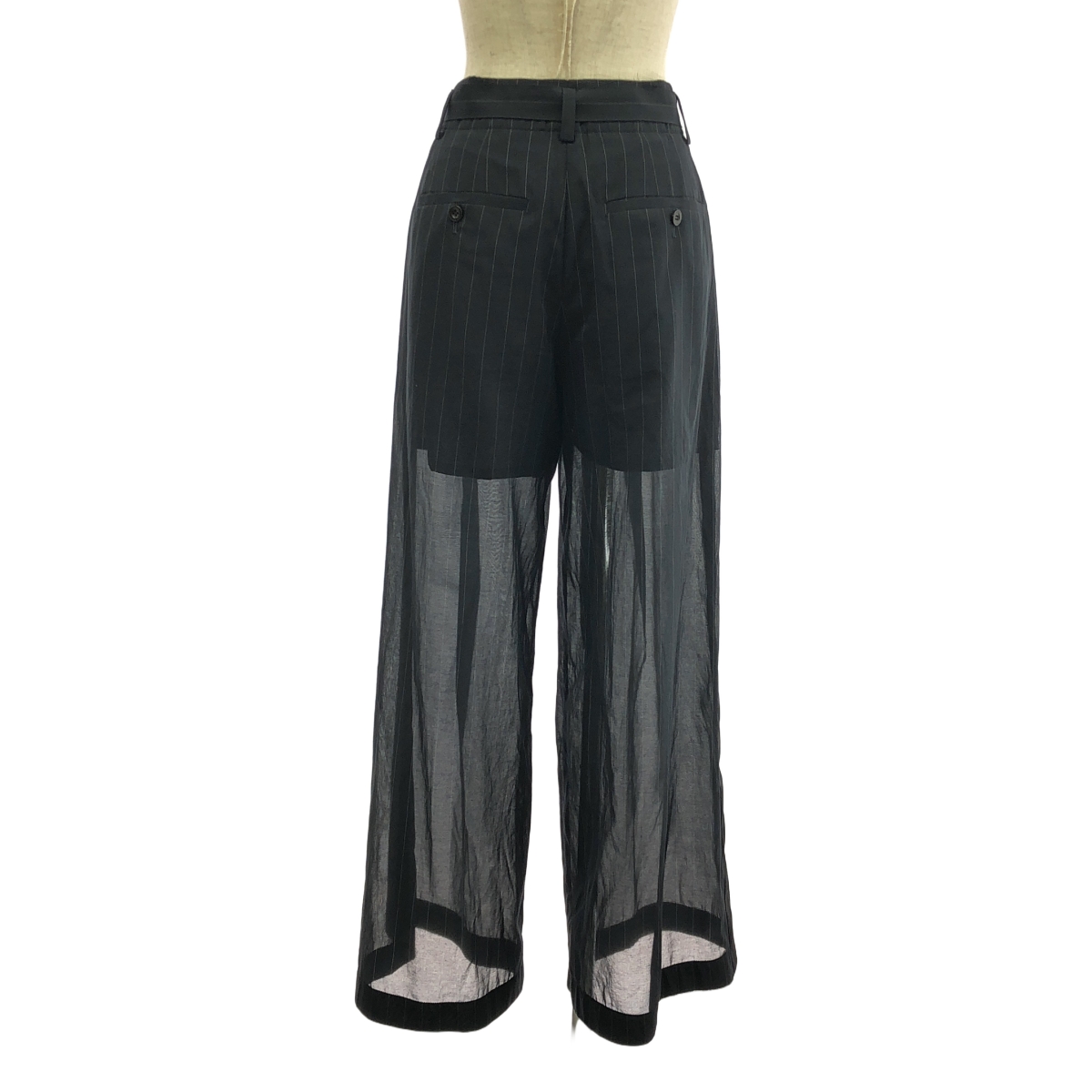 sacai / サカイ ストライプ サイドライン シースルーワイドロングパンツ