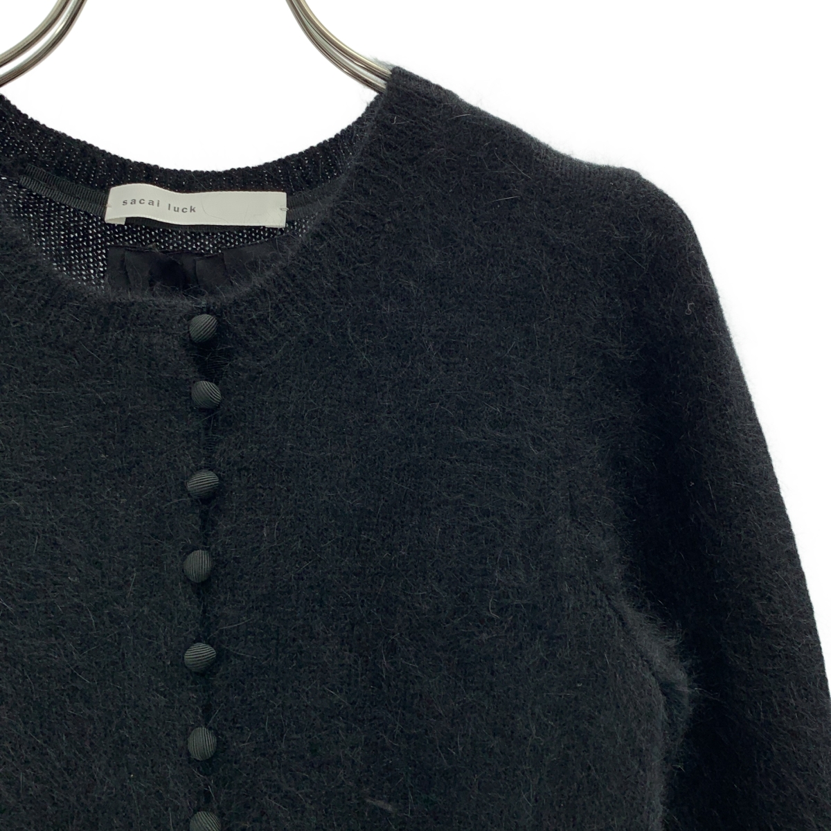 sacai luck / サカイラック ウール 異素材 切替 バックプリーツ ニット カーディガン