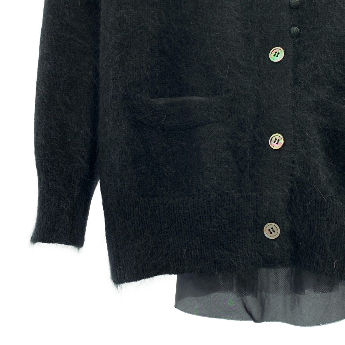 sacai luck / サカイラック ウール 異素材 切替 バックプリーツ ニット カーディガン