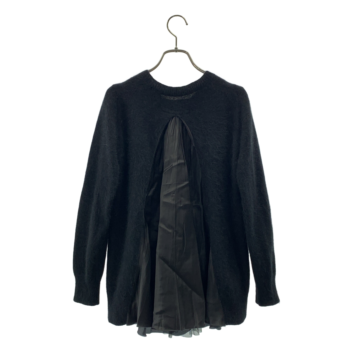 sacai luck / サカイラック ウール 異素材 切替 バックプリーツ ニット カーディガン