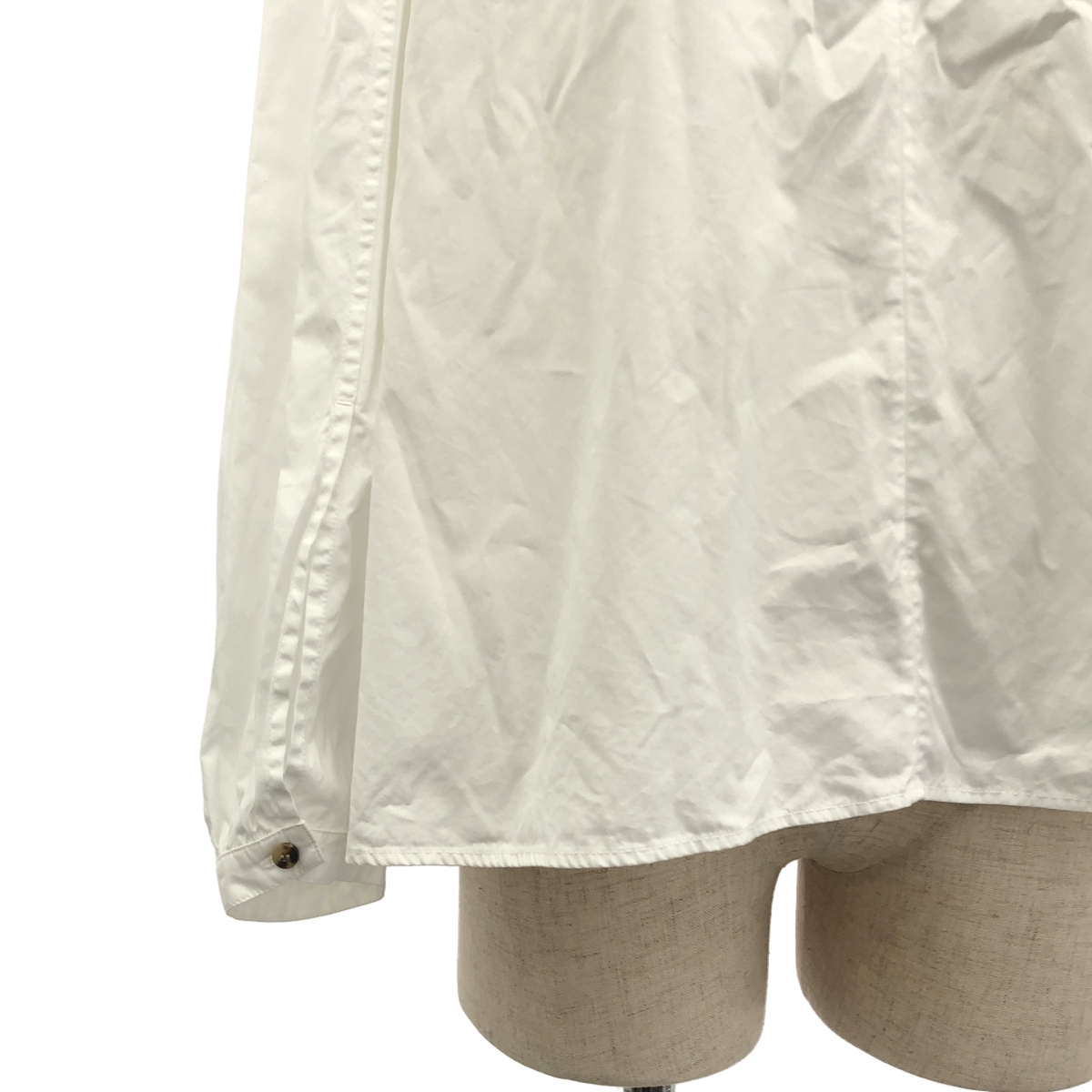 HERMES / エルメス ゴルチエ期 ロゴボタン バックギャザー スタンドカラー シャツ ブラウス