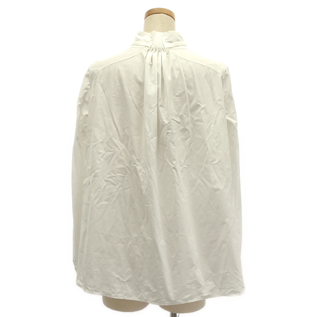 HERMES / エルメス ゴルチエ期 ロゴボタン バックギャザー スタンドカラー シャツ ブラウス