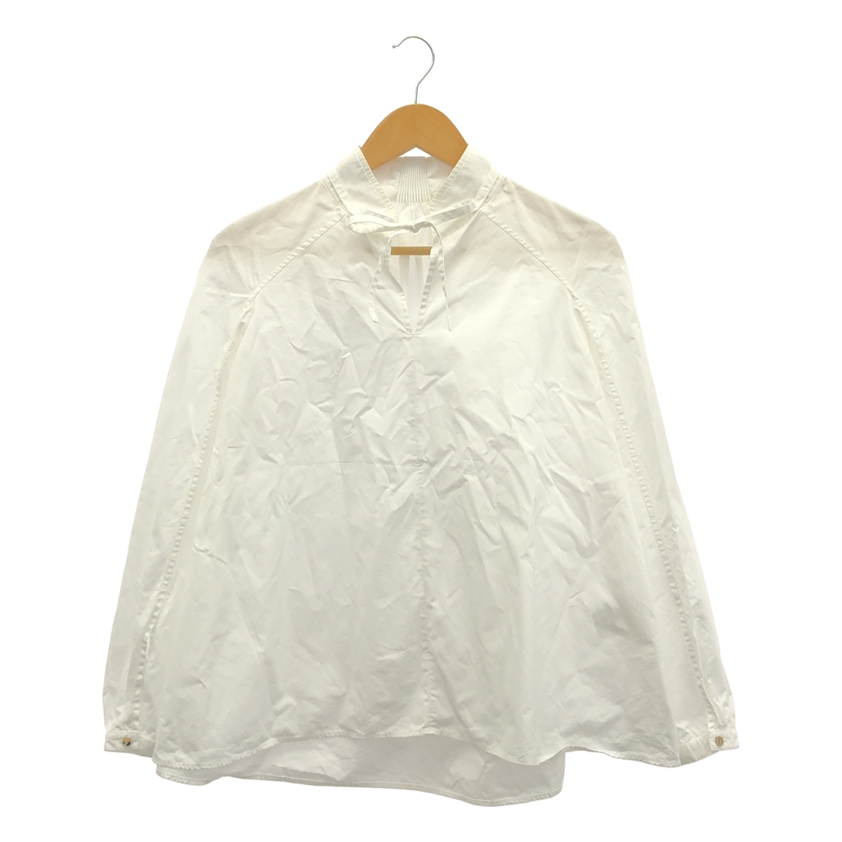 HERMES / エルメス ゴルチエ期 ロゴボタン バックギャザー スタンドカラー シャツ ブラウス