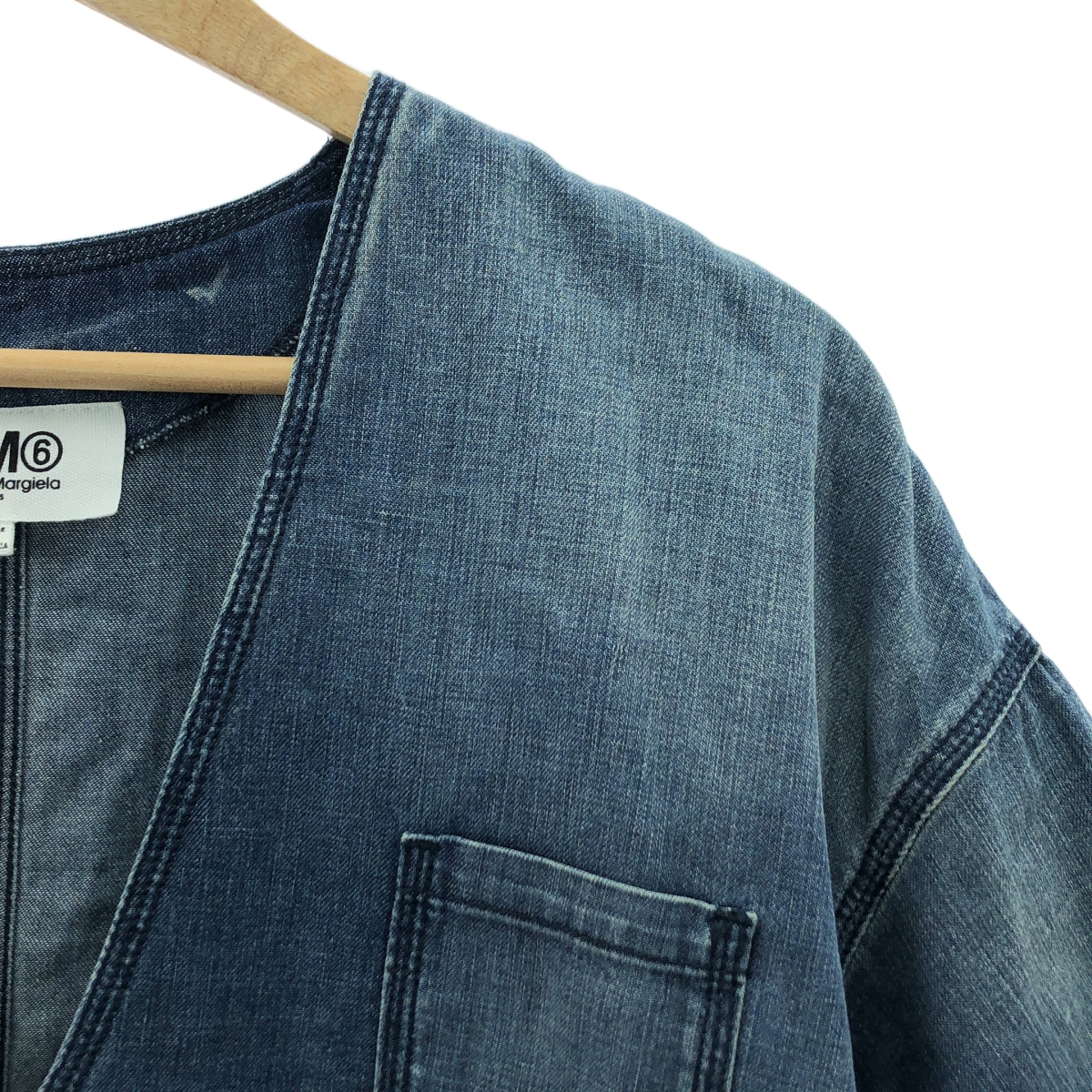 MM6 Maison Margiela / エムエムシックスメゾンマルジェラ Vネック デニム スリット プルオーバーワンピース