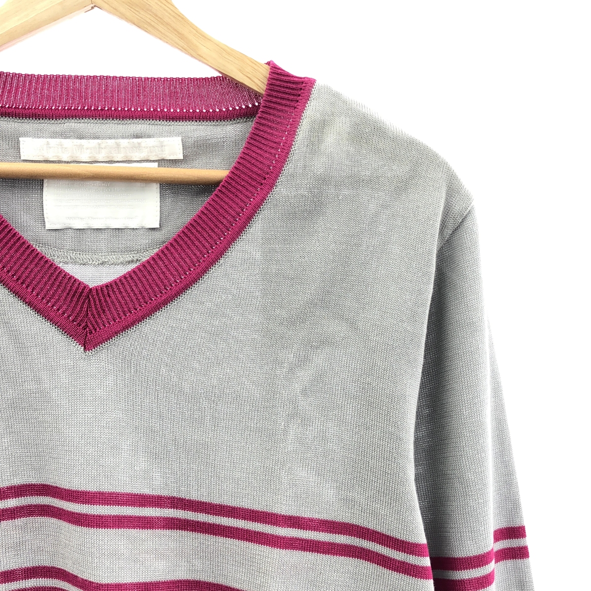 White Mountaineering / ホワイトマウンテニアリング シルク混 ボーダー Vネックニット