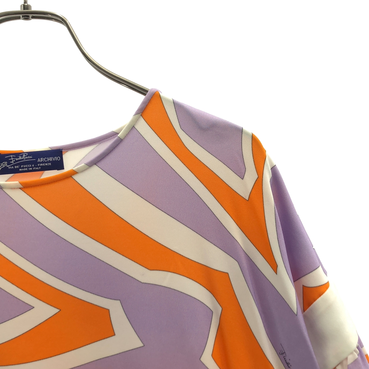 EMILIO PUCCI / エミリオプッチ レーヨン 総柄 アシンメトリー フリル装飾 ブラウス トップス