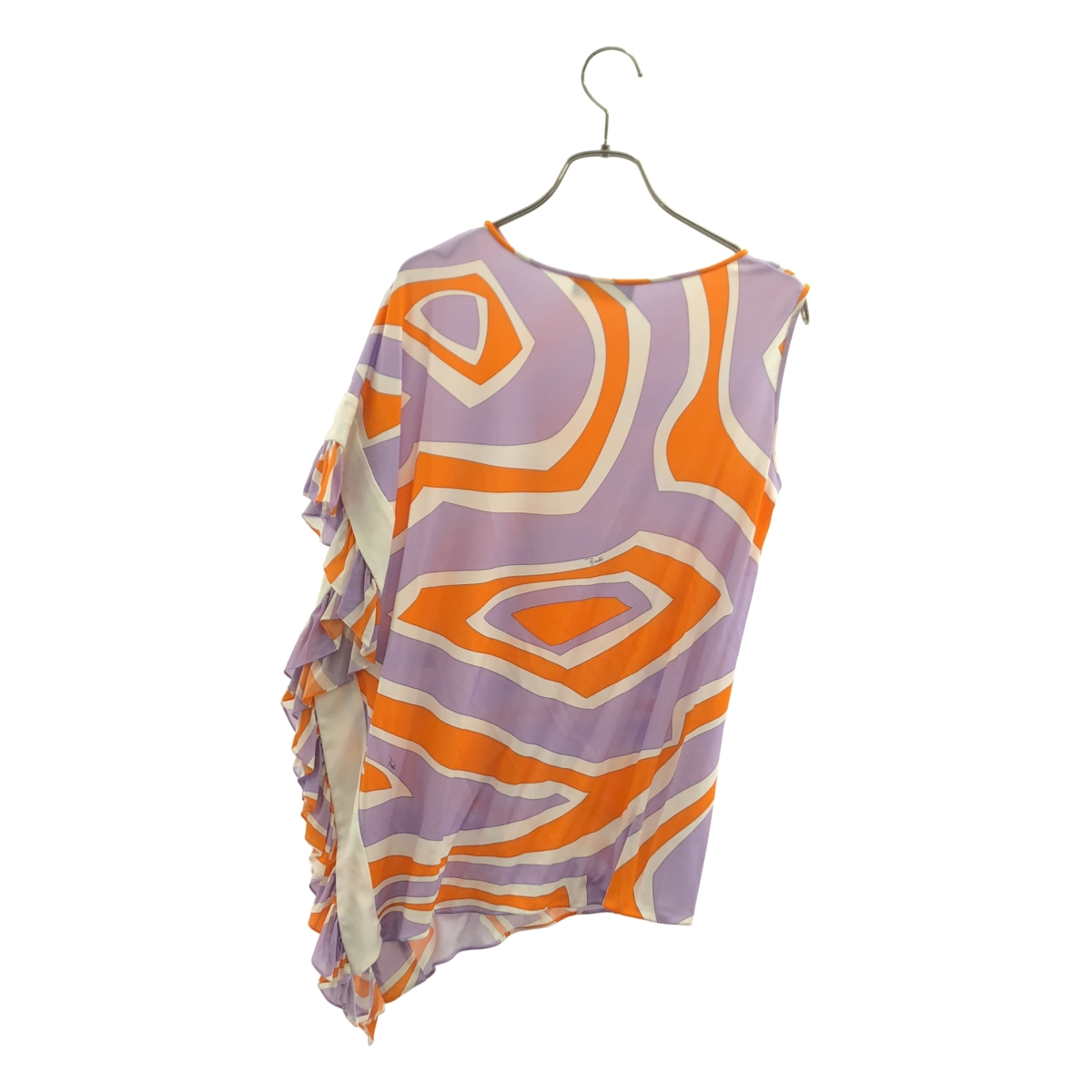 EMILIO PUCCI / エミリオプッチ レーヨン 総柄 アシンメトリー フリル装飾 ブラウス トップス
