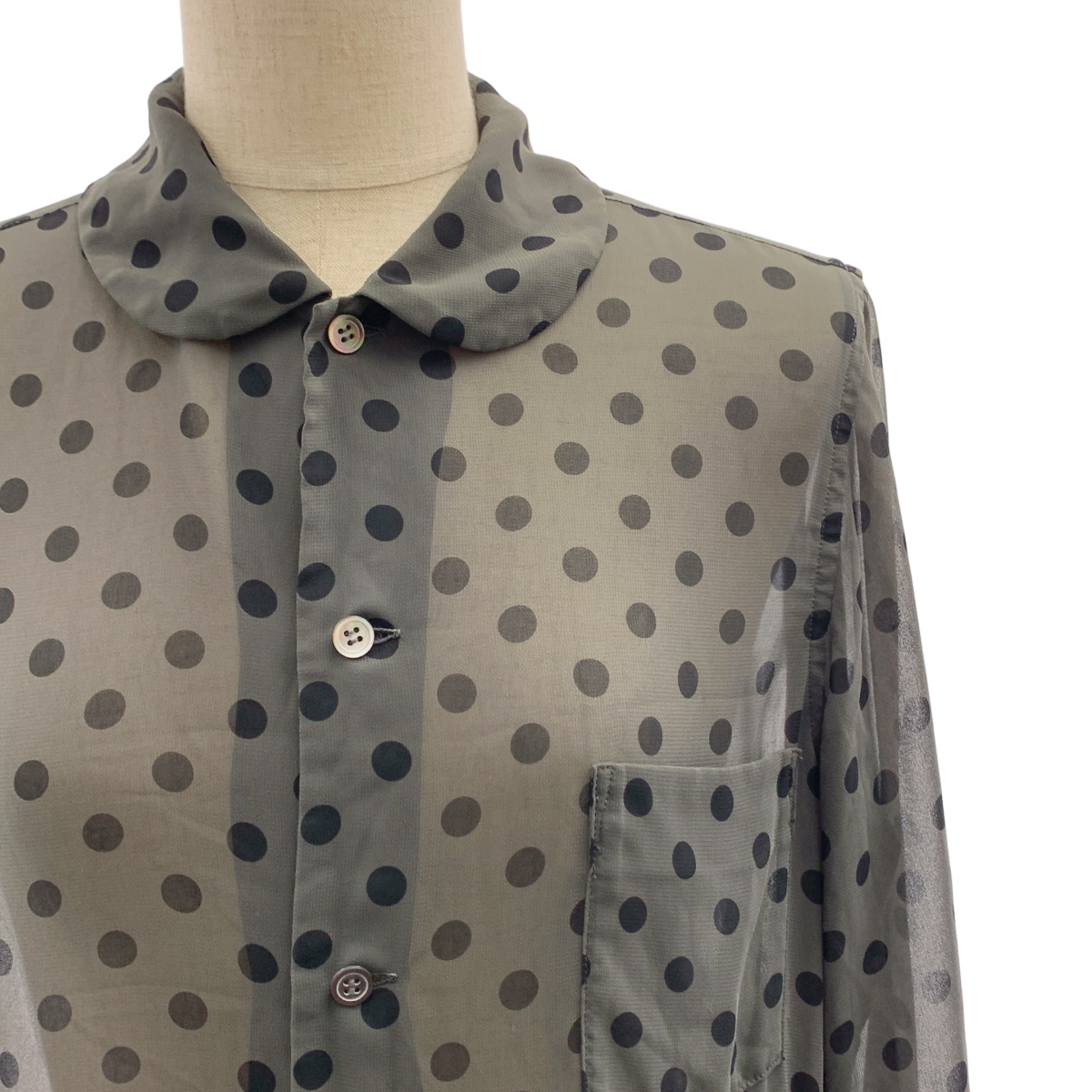 COMME des GARCONS / コムデギャルソン シアー ドット ドッキング ラウンドカラー シャツ