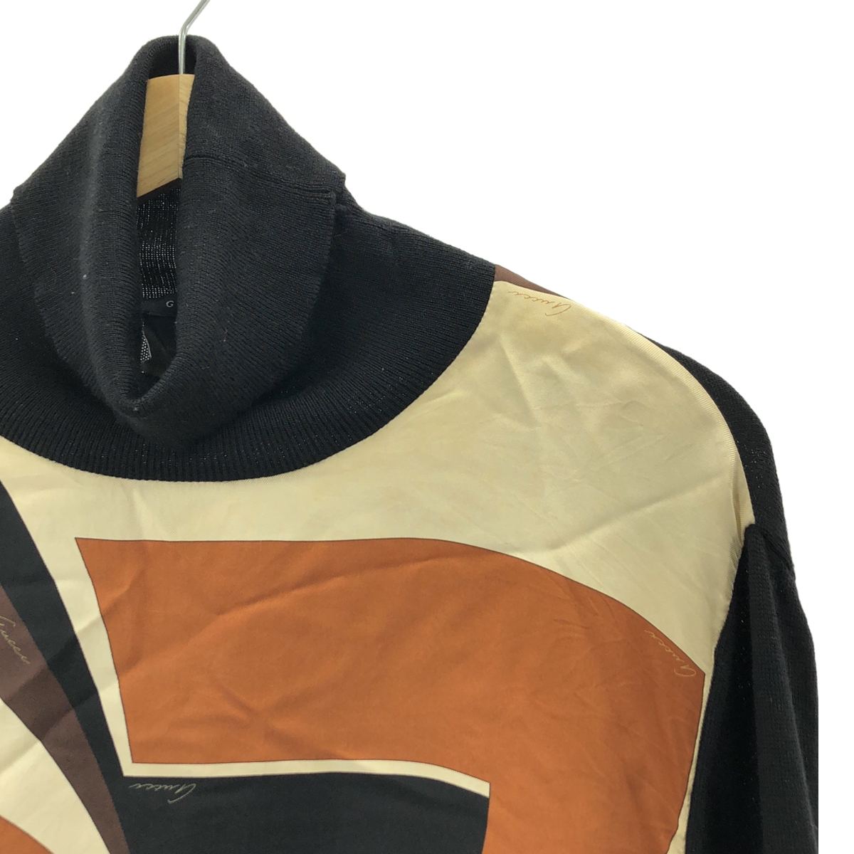 GUCCI / グッチ カシミヤ ウール 異素材 切替 タートルネック ニット セーター