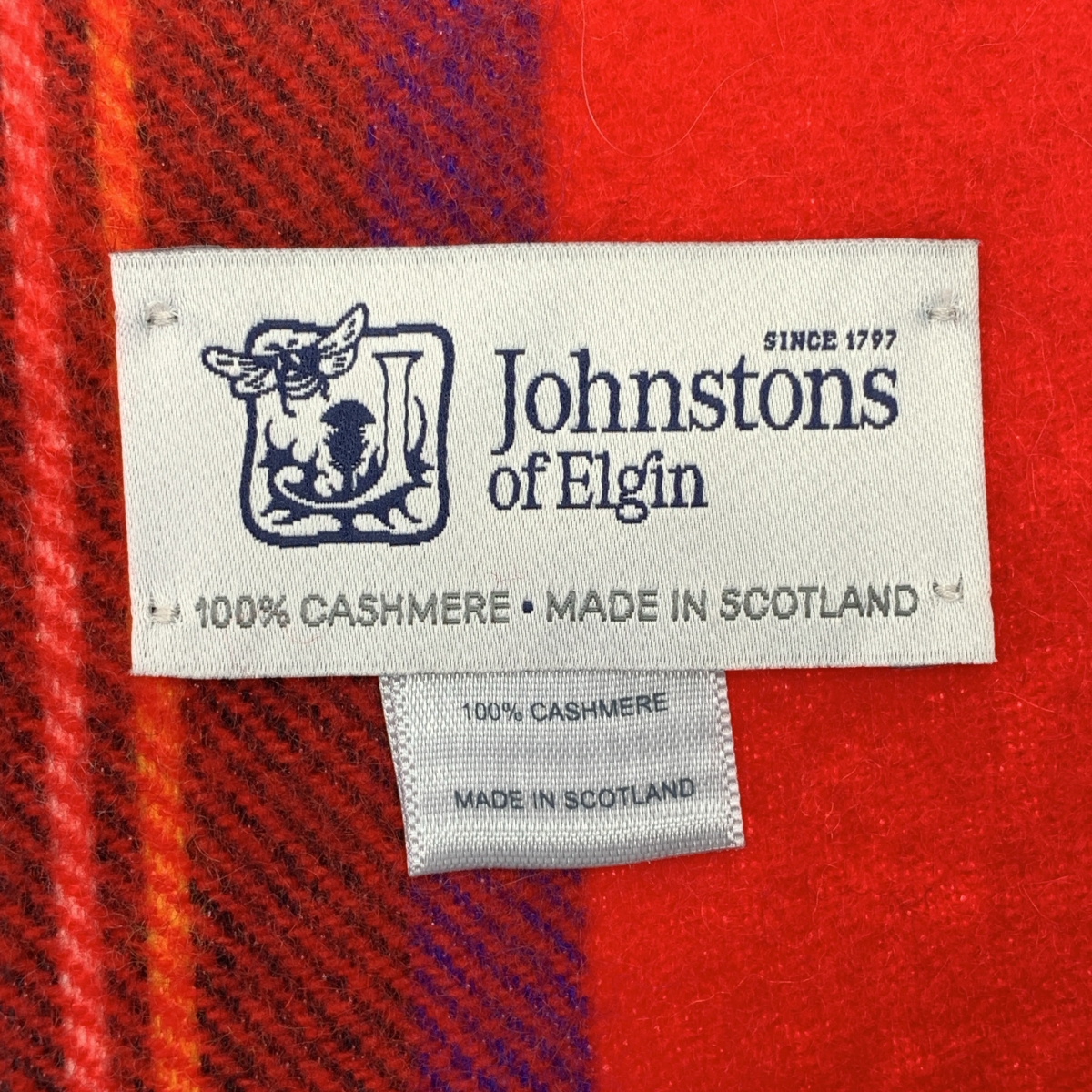 JOHNSTONS OF ELGIN / ジョンストンズオブエルガン cashmere 100% / カシミヤ タータンチェック フリンジ ストール マフラー / ユニセックス