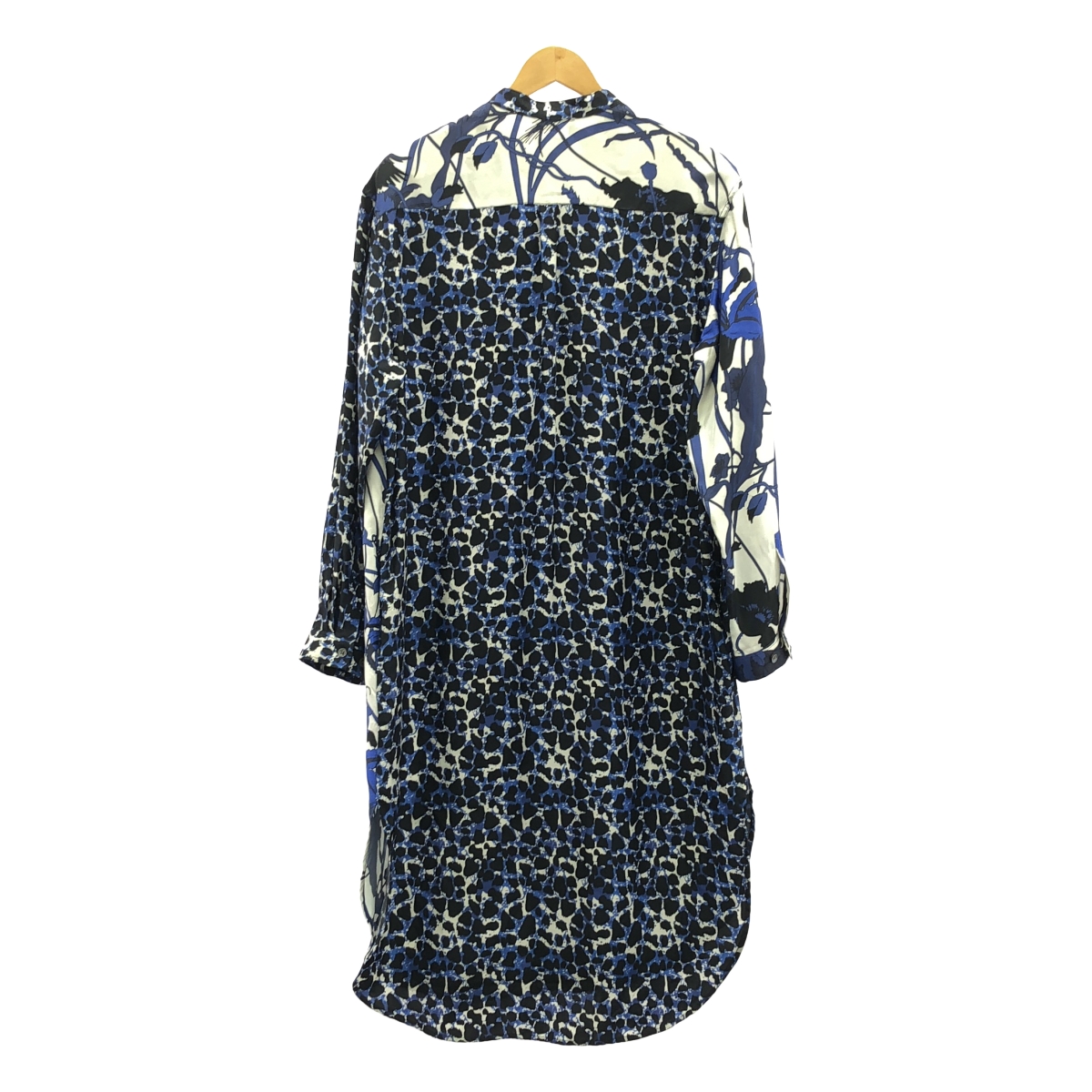 BANANATIME / バナナタイム silk 100% / シルク 総柄 バンドカラー ドレス ワンピース