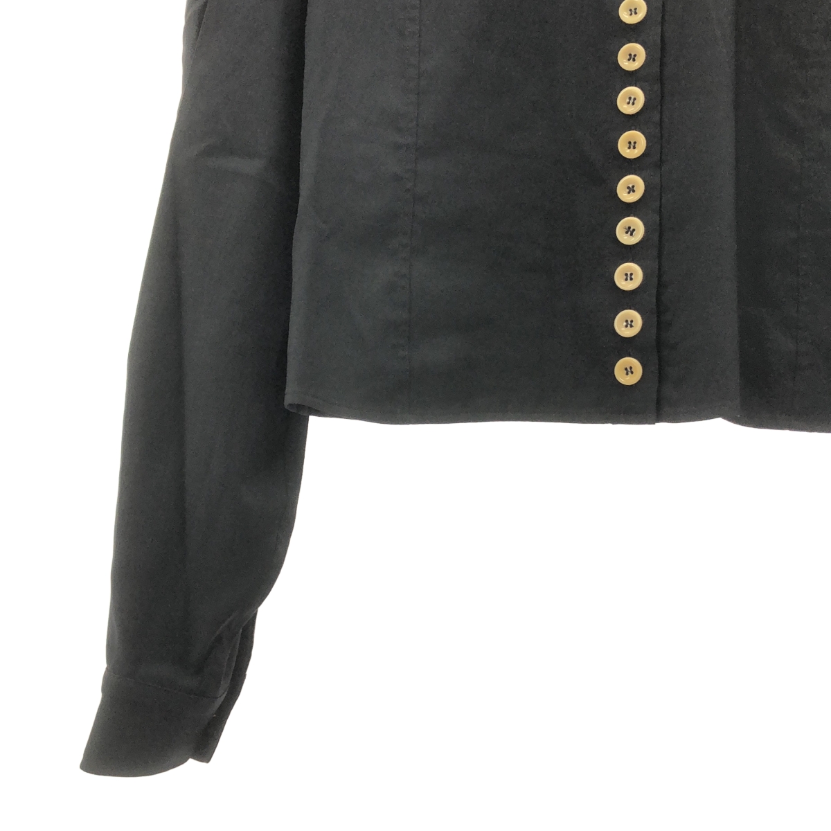 LEMAIRE / ルメール シルク プリーツスリーブ ウール バンドカラーシャツ