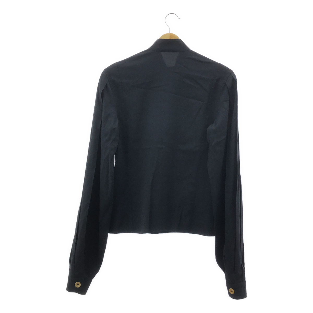 LEMAIRE / ルメール シルク プリーツスリーブ ウール バンドカラーシャツ