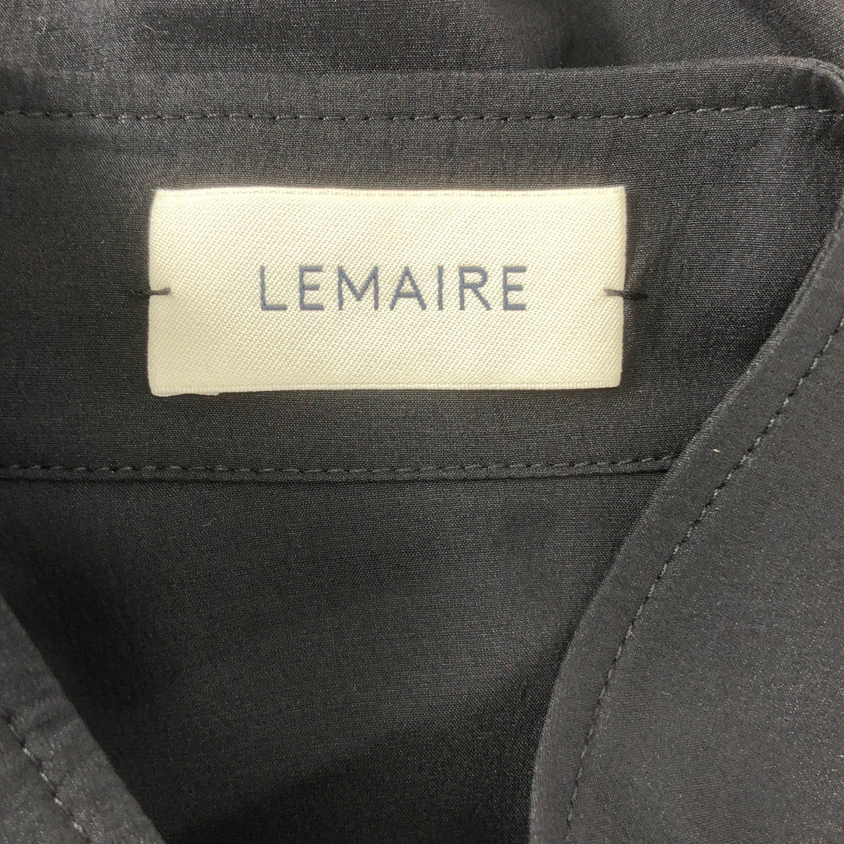 LEMAIRE / ルメール シルク プリーツスリーブ ウール バンドカラーシャツ