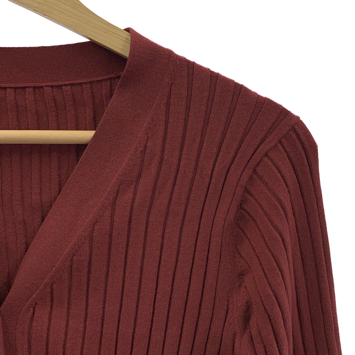 その他 ワイドリブ Vネック ニットカーディガン