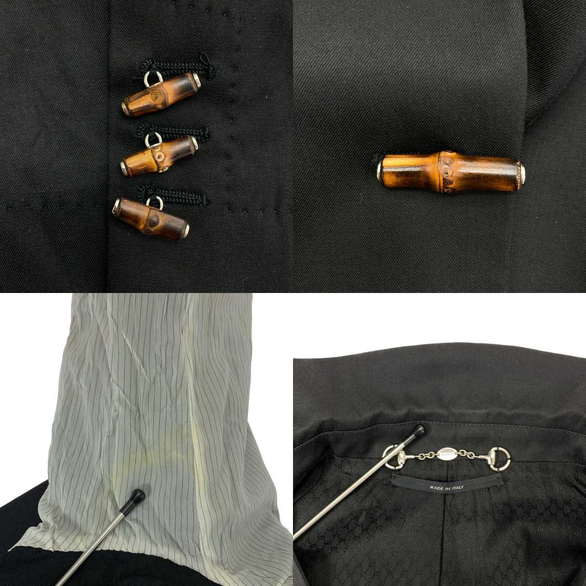 GUCCI / グッチ セットアップ / バンブーロゴボタン 1B テーラードジャケット GGロゴ総裏地 / ロゴジップ スリット スカート