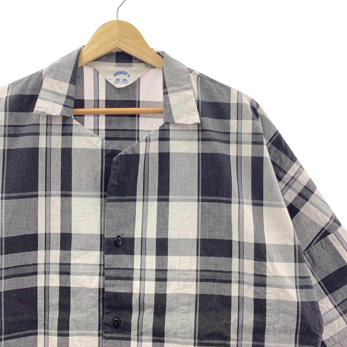 SUNSEA / サンシー コットン チェック オープンカラーシャツ