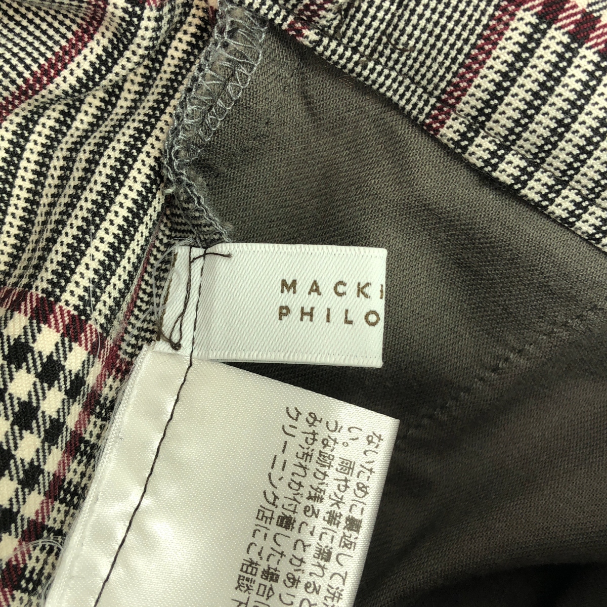 MACKINTOSH PHILOSOPHY / マッキントッシュフィロソフィー チェック タック スラックス パンツ