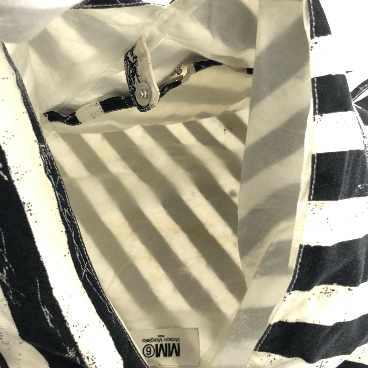 MM6 Maison Margiela / エムエムシックスメゾンマルジェラ ストライプ柄 ヴィンテージプリント ジャパニーズ トート バッグ