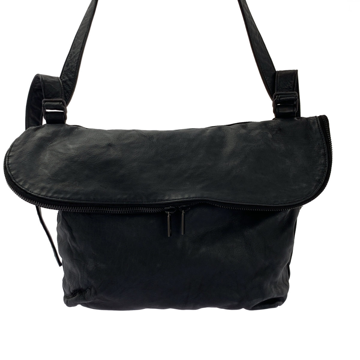 YOHJI YAMAMOTO POUR HOMME / ヨウジヤマモトプールオム PRODUCT DYEING HORSE FLAP SHOULDER BAG レザーショルダーバッグ