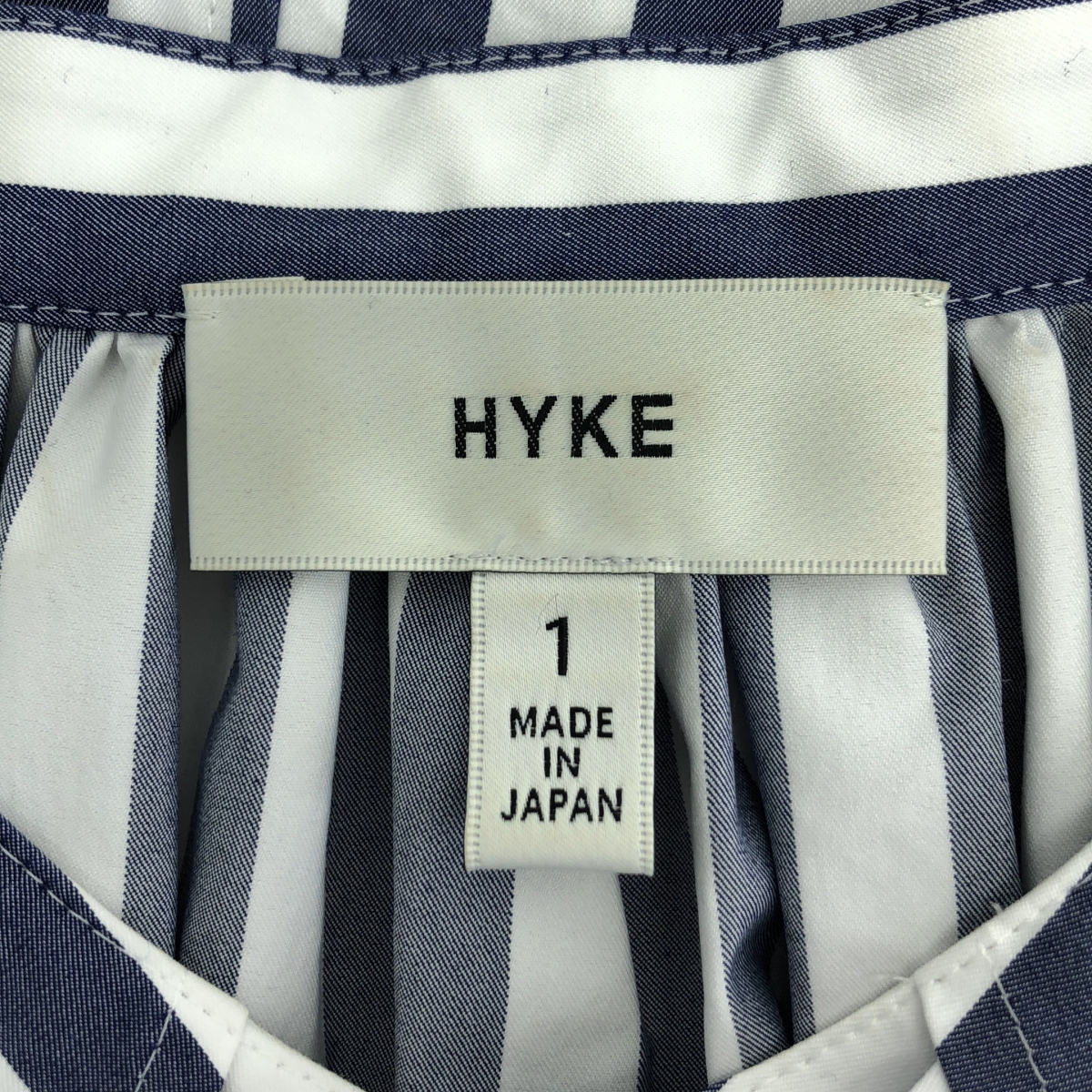 HYKE / ハイク T/C STRIPED GATHERED DRESS / ストライプ バンドカラー シャツ ワンピース
