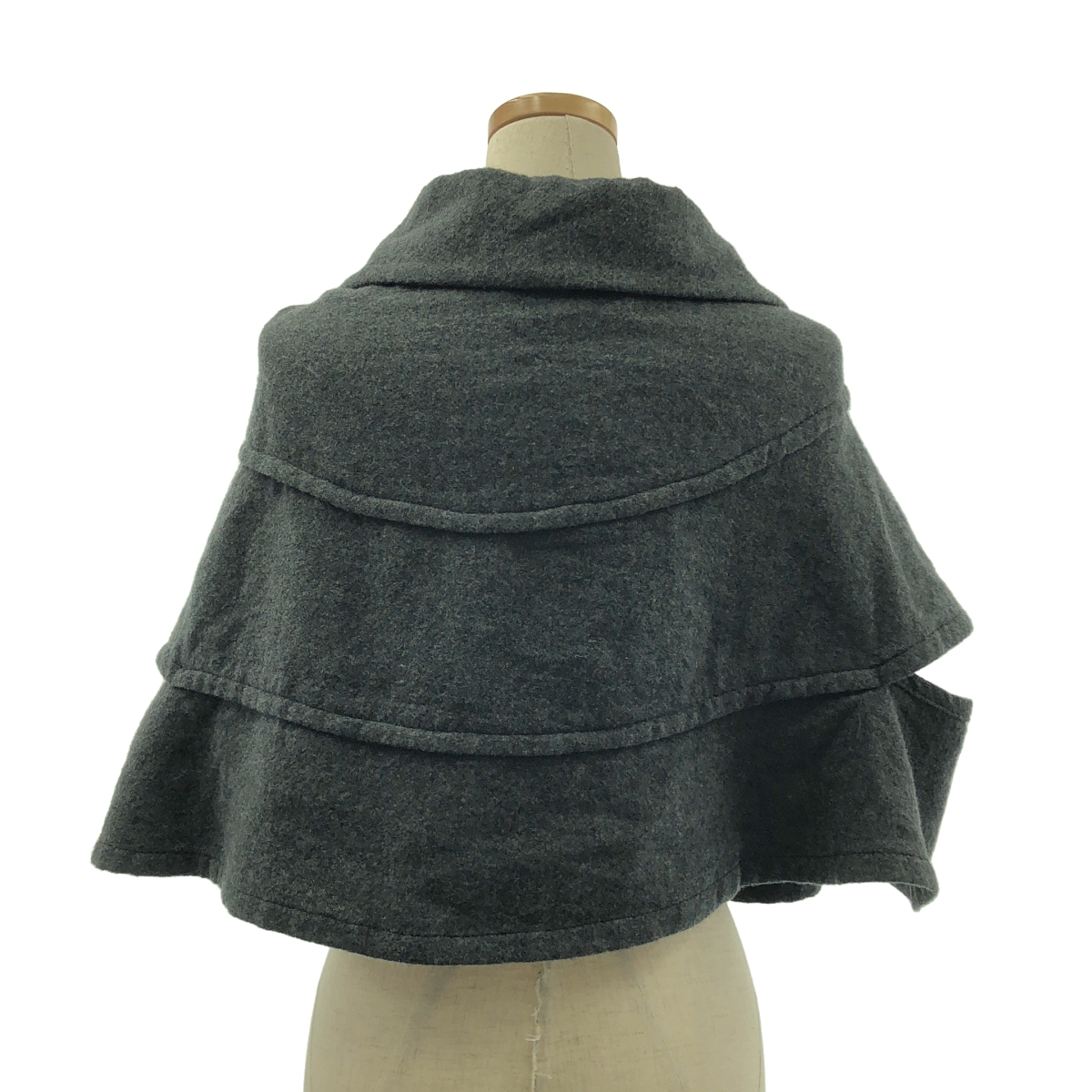 tricot COMME des GARCONS / トリココムデギャルソン ウール 変形 丸襟 オーバー ケープ ポンチョ