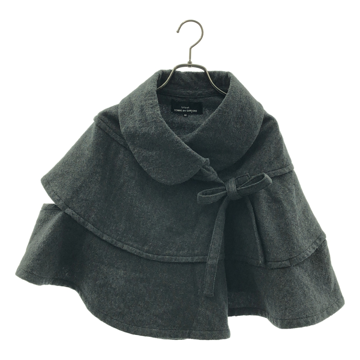 tricot COMME des GARCONS / トリココムデギャルソン ウール 変形 丸襟 オーバー ケープ ポンチョ