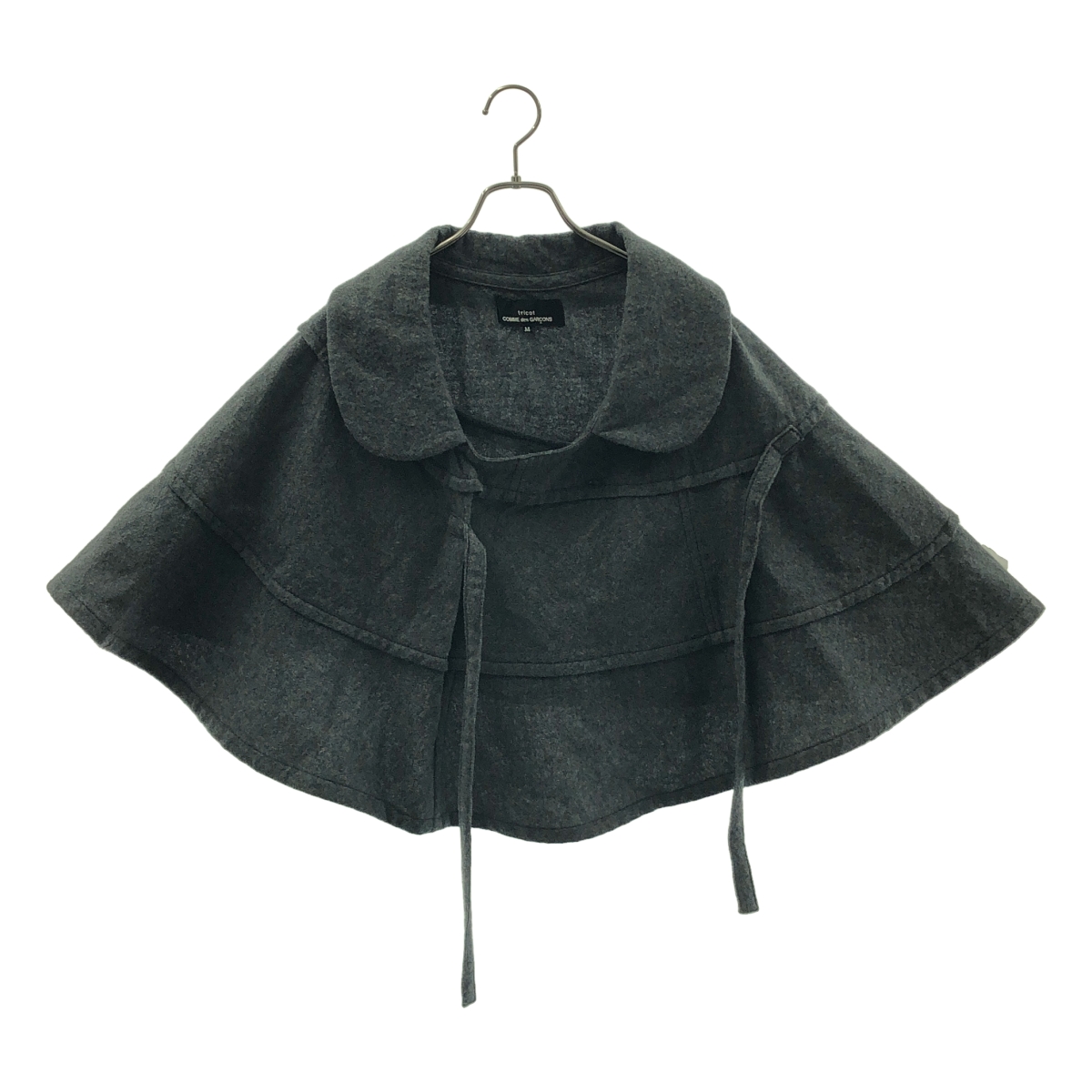 tricot COMME des GARCONS / トリココムデギャルソン ウール 変形 丸襟 オーバー ケープ ポンチョ