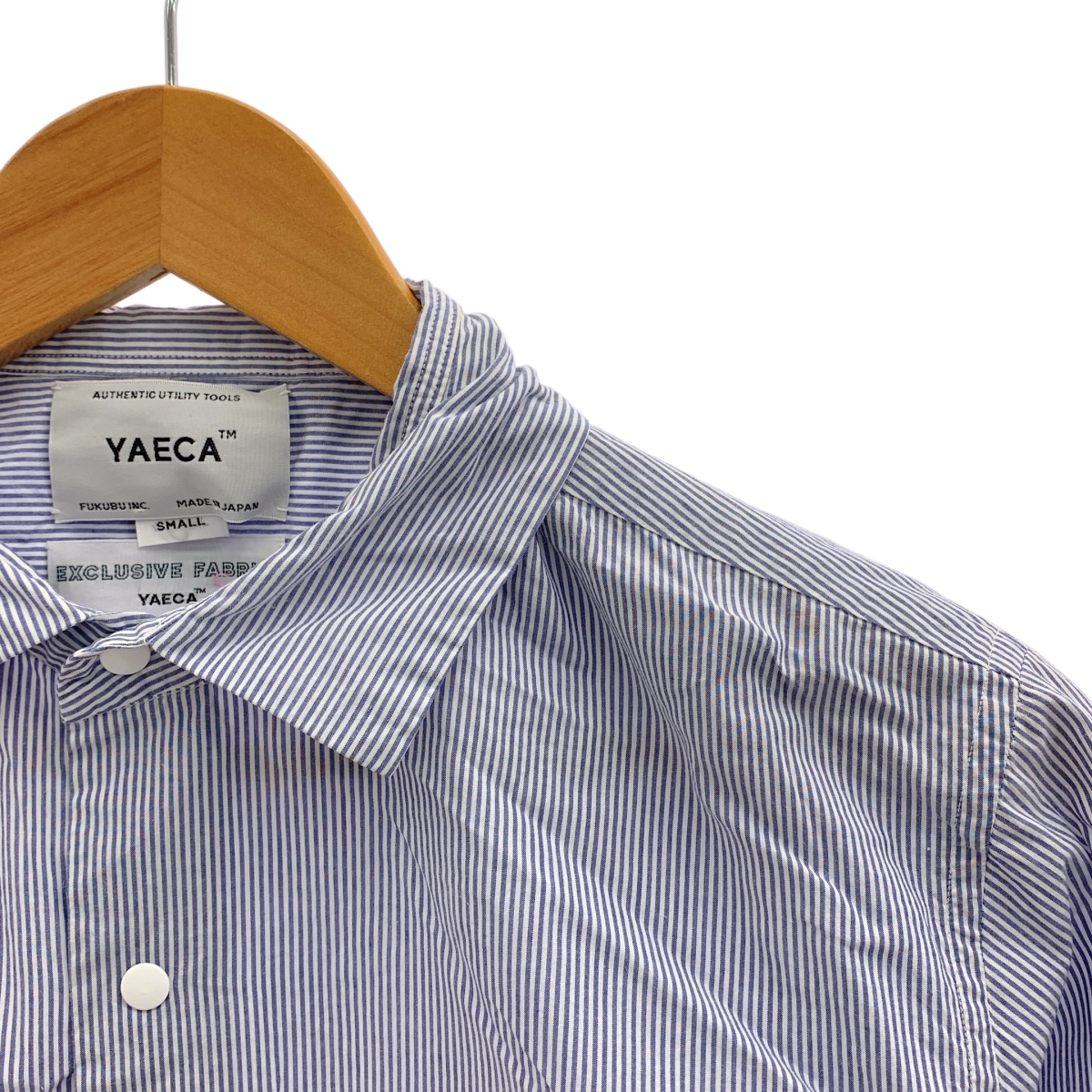YAECA / ヤエカ ストライプ ポケット付き スナップボタン シャツ