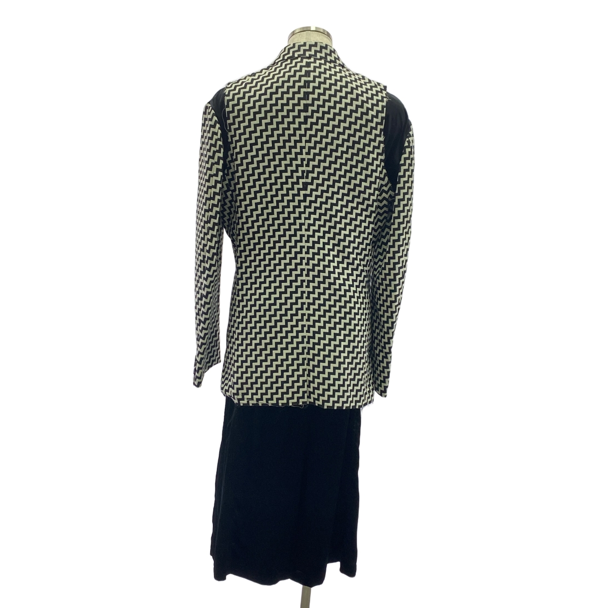 COMME des GARCONS HOMME PLUS / コムデギャルソンオムプリュス 幾何学柄 ウール ベスト レイヤード ベロア コート