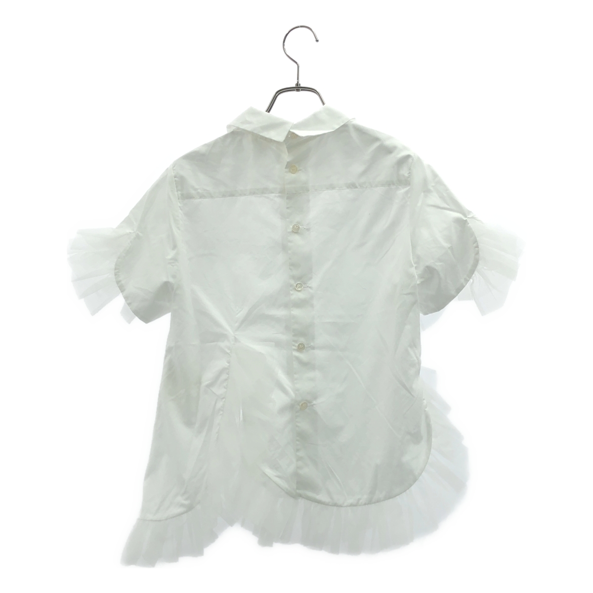 noir kei ninomiya / ノワールケイニノミヤ チュール フリル装飾 ラウンドカラー 半袖ブラウス