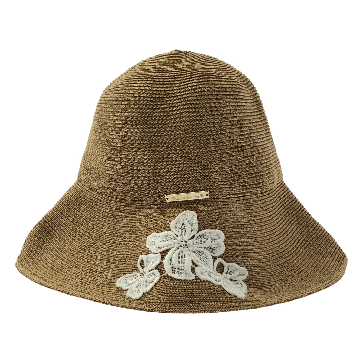ATHENA NEW YORK / アシーナニューヨーク UV CUT / ロゴプレート フラワー エンブロイダリー レース ハット 帽子